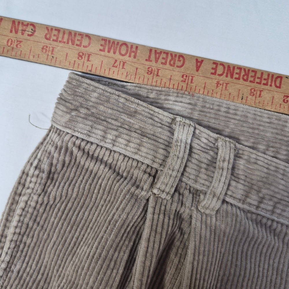 Chaps Ralph Lauren Pants Mens 38/32 (37/31) Tan Pleated Corduroy Trousers Cuffed - Picture 8 of 11